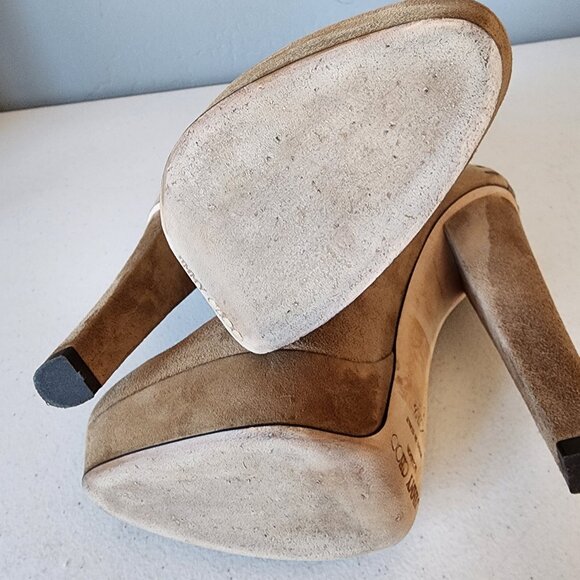 Jimmy Choo Tan Suede Booties "EUC" - Picture 12 of 16